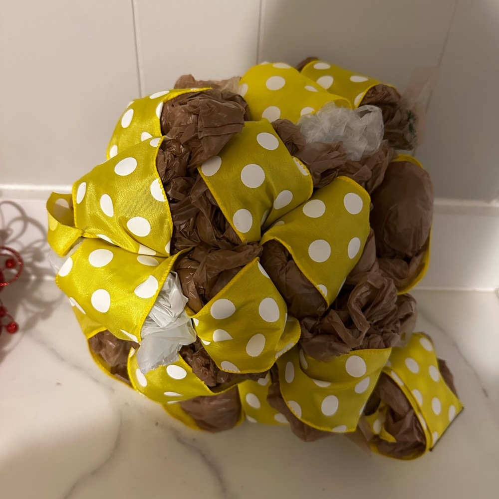 Yellow Polka Dot Ribbon Decor